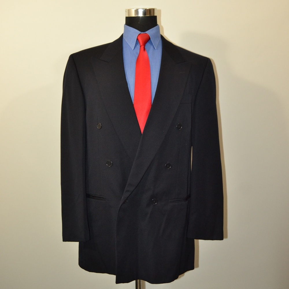 Brandini 42L Sport Coat Blazer Suit Jacket Navy Wo